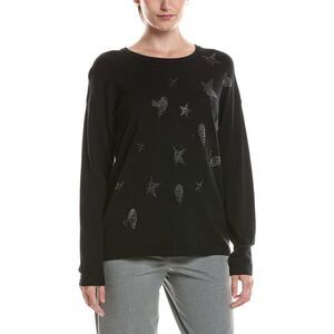 Picadilly Womens  Star Heart Rhinestone Sweater, Black
